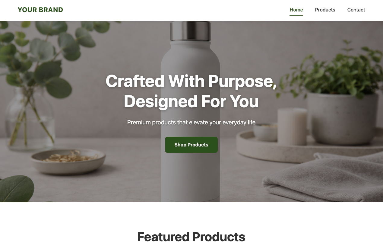 E-commerce / Product Brand template screenshot showing online store and brand website