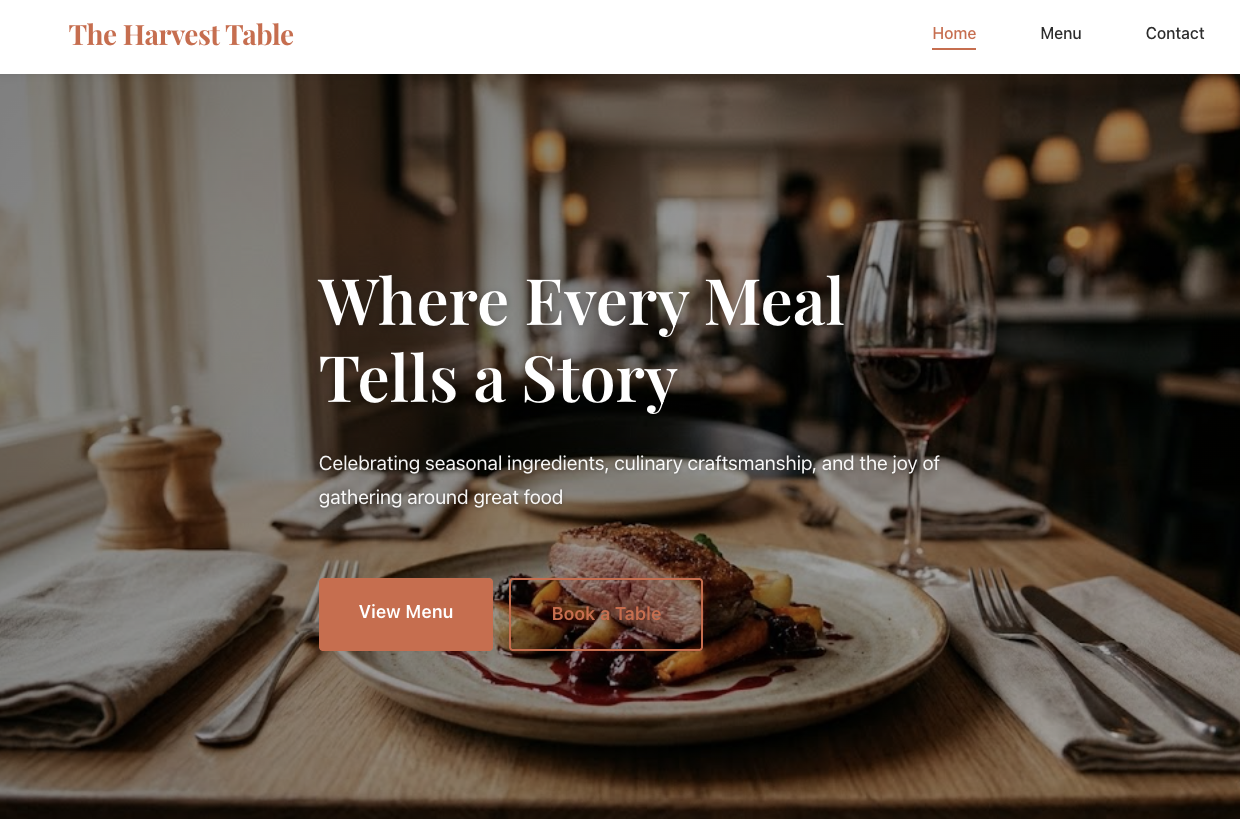 Restaurant / Café template screenshot showing food and dining website