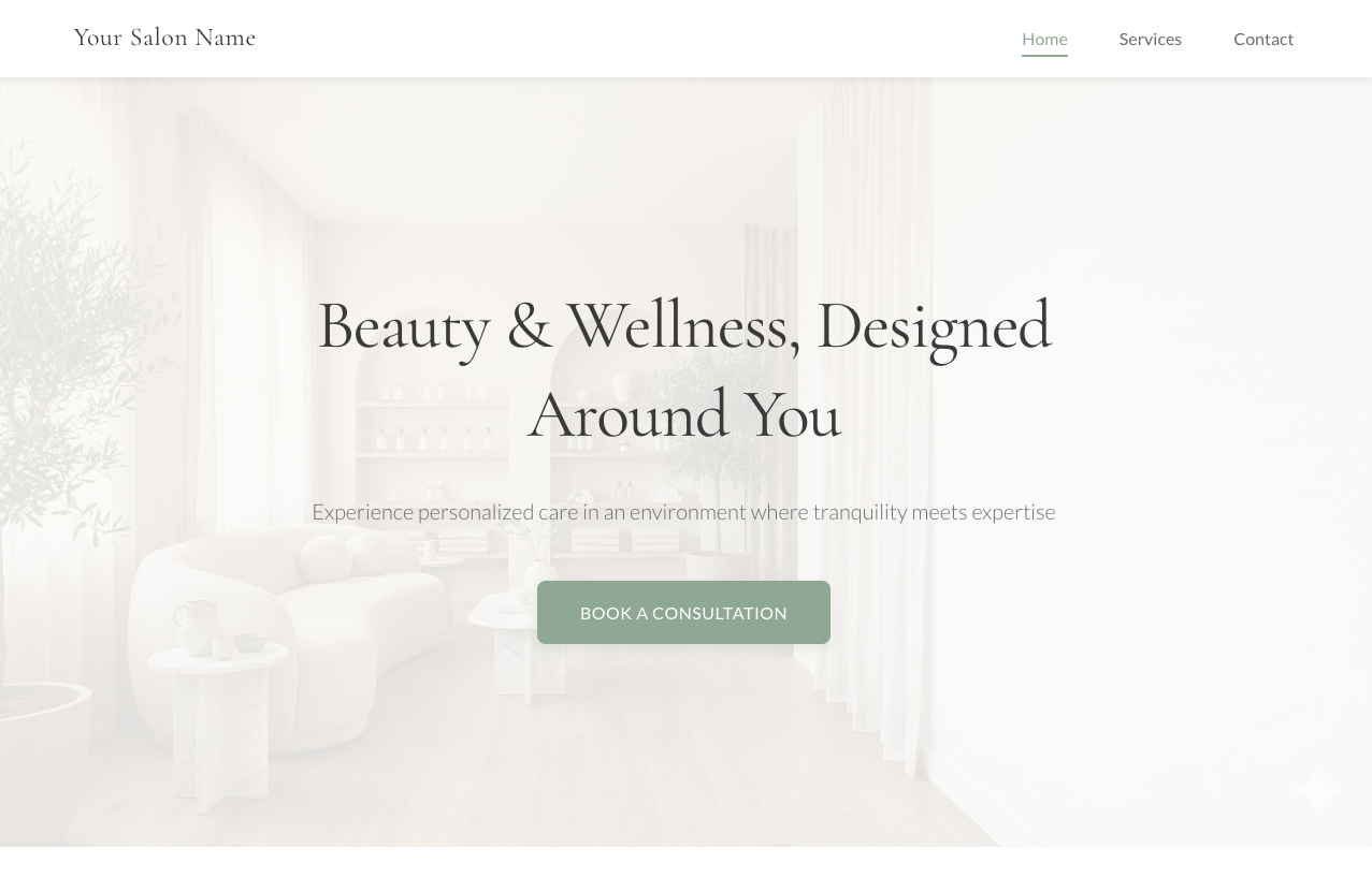 Elegant Salon template screenshot showing beauty and wellness business website